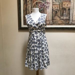 Maison Jules Umbrella Dress White Navy Blue Size M